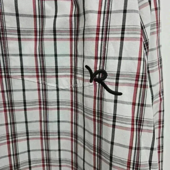Rocawear Men's Long Sleeve Button Down White w Red and Black Plaid - 2X Large - Picture 4 of 8